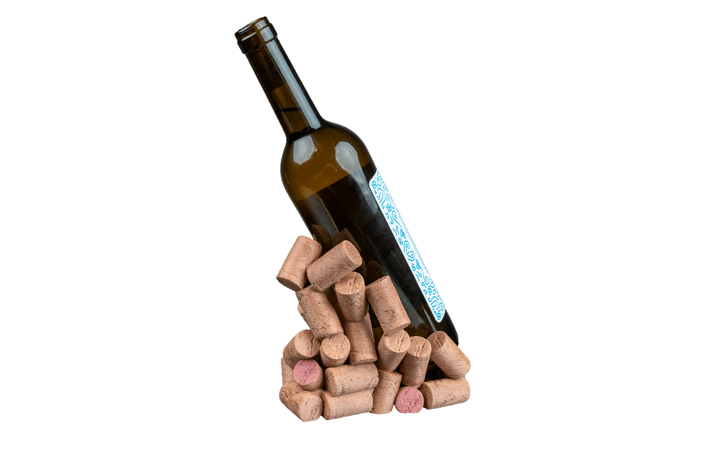 Suporte para Garrafa de Vinho - Base com Rolhas