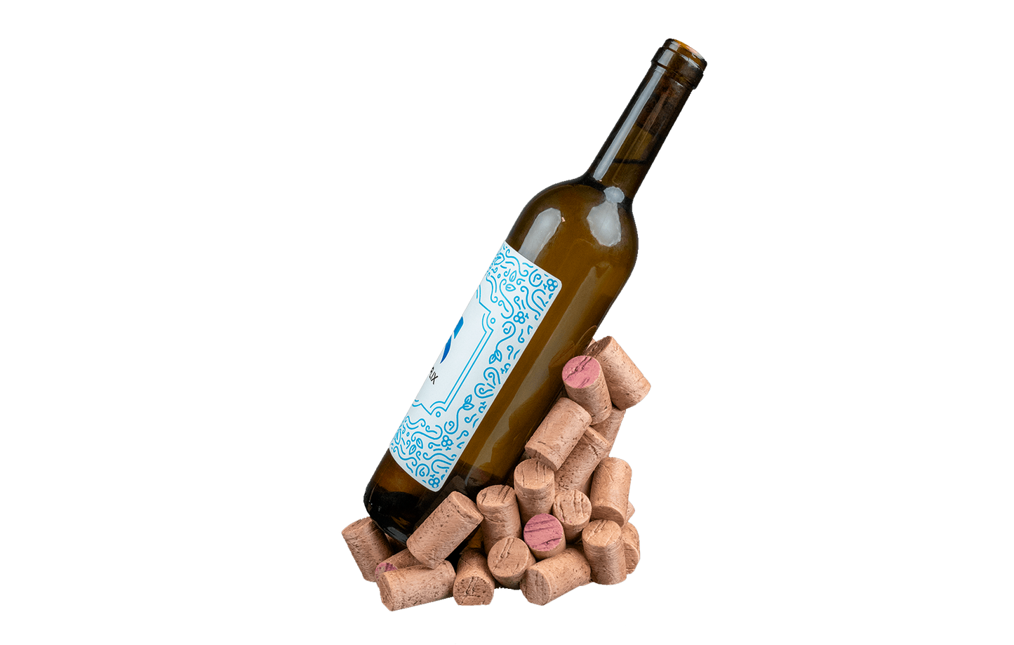 Suporte para Garrafa de Vinho - Base com Rolhas